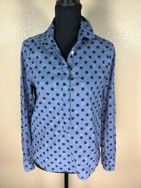 J.Crew Periwinkle Blue & Navy Polka Dot Top – Size XS